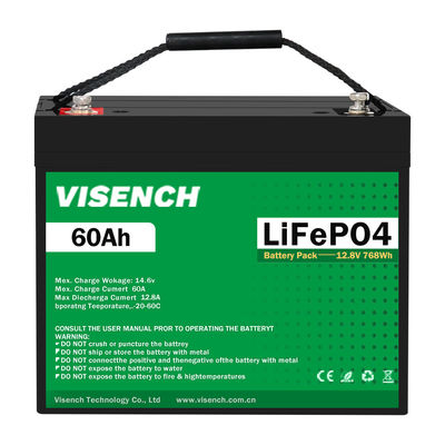 VISENCH BMS نظام تخزين طاقة دورة عميقة 12V 60Ah LiFePO4 بطارية ليتيم الحديد الفوسفات القابلة لإعادة الشحن