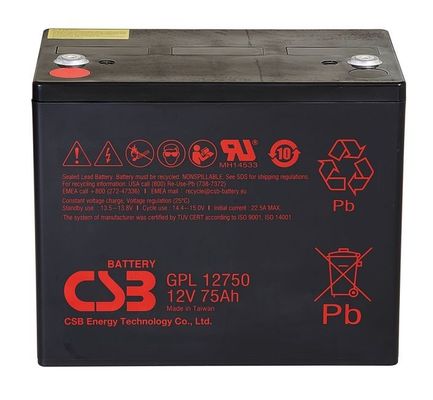 بطارية CSB بطارية GPL12750 12V 75Ah بطارية حمض الرصاص المغلقة بطارية قابلة لإعادة الشحن